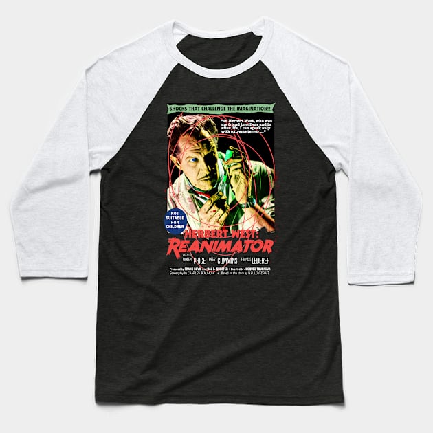 Vincent Price as Herbert West: Reanimator Baseball T-Shirt by UnlovelyFrankenstein